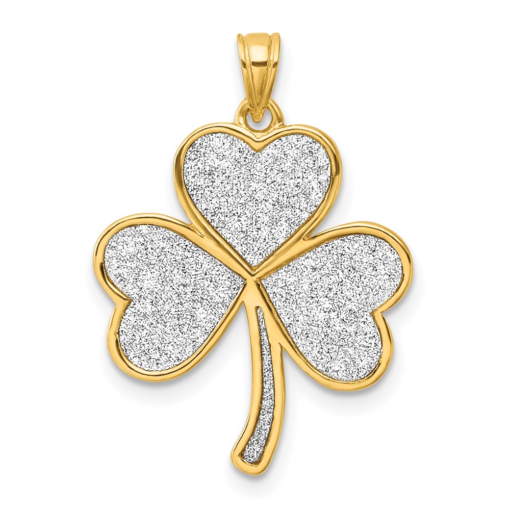 QC11349.jpg Sterling Silver Polished Gold-tone Glitter Paper Clover Pendant - Image 1
