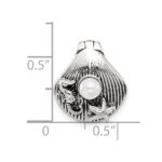 Sterling Silver Polished and Antiqued Synthetic Pearl Seashell Chain Slide - Image 4