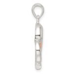 Sterling Silver Rose-tone Polished CZ Dolphin Heart Pendant - Image 2
