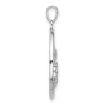 Sterling Silver Rhod-plated with CZ Stethoscope and Heartbeat Pendant - Image 2