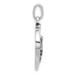 Sterling Silver Rh-plated Caduceus Heart and Wings CZ Oxidized Pendant - Image 2