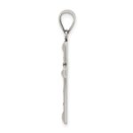 Sterling Silver Antiqued Solid Textured Cross Pendant - Image 2