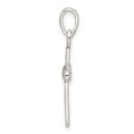 Sterling Silver Polished White Enamel Infinity Cross Pendant - Image 2