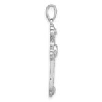 Sterling Silver Rhodium-plated Polished Fancy CZ Cross Pendant - Image 2