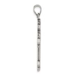 Sterling Silver Antiqued Solid Budded Cross Pendant - Image 2