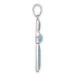 Sterling Silver Rhodium-plated Larimar Cross Pendant - Image 2