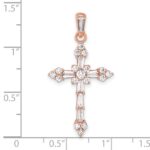Sterling Silver Rose-tone CZ Cross Pendant - Image 4