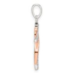 Sterling Silver Rose-tone Polished CZ Heart Cross Pendant - Image 2
