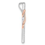 Sterling Silver Rhod-plated Rose-tone CZ Cross/Heart Infinity Chain Slide - Image 2