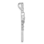 Sterling Silver Rhodium-plated Polished Flower CZ Cross Chain Slide - Image 2