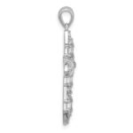 Sterling Silver Rhodium-plated CZ Cross Pendant - Image 2