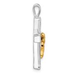 Sterling Silver Rhodium-plated Gold-tone CZ Crucifix Pendant - Image 2