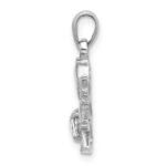 Sterling Silver Rhodium-plated Heart CZ Angel Pendant - Image 2