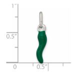 Sterling Silver Green Enamel Italian Horn Pendant - Image 4