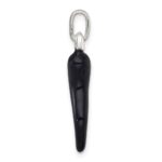 Sterling Silver Black Enamel Italian Horn Pendant - Image 2