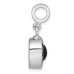 Sterling Silver Rhodium-plated Onyx Enameled Heart Ash Holder Bead/Pendant - Image 2