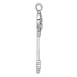 Sterling Silver Rhodium-plated with 14k Accent Polished CZ Filigree Heart Key Pendant - Image 2