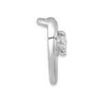 Sterling Silver Rhodium-plated Polished CZ Heart Chain Slide Pendant - Image 2