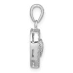 Sterling Silver Rhodium-plated White CZ Heart Pendant - Image 2