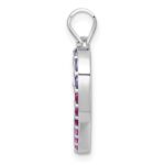 Sterling Silver Rhodium-plated Polished Multi-color Rainbow CZ Open Heart Pendant - Image 2