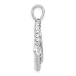 Sterling Silver Rhodium-plated with 14k Accent Polished CZ MOM Rope Heart Pendant - Image 2