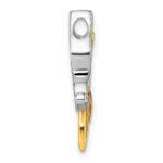 Sterling Silver Rhodium-plated and Gold-tone Pink and Red Enameled with White CZ Moveable Wing Butterfly Chain Slide Pendant - Image 2