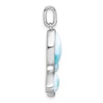 Sterling Silver Rhodium-plated Polished Larimar and CZ Butterfly Pendant - Image 2