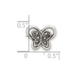 Sterling Silver Antiqued Marcasite Butterfly Chain Slide Pendant - Image 4