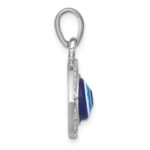 Sterling Silver Rhodium-plated Polished CZ and Glass Stone Evil Eye Pendant - Image 2