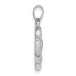 Sterling Silver Rhodium-plated Polished CZ Dolphins Heart Pendant - Image 2