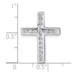 Sterling Silver Rhodium-plated Polished CZ Latin Cross Chain Slide Pendant - Image 4