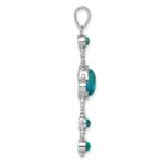 Sterling Silver Rhodium-plated Polished Compressed Turquoise Cabochons Fancy Cross Pendant - Image 2
