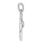 Sterling Silver Rhodium-plated Polished CZ Center Celtic Cross Pendant - Image 2