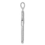 Sterling Silver Rhodium-plated CZ Polished and Textured Cross Pendant - Image 2