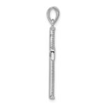Sterling Silver Rhodium-plated Textured and Polished Cross Pendant - Image 2