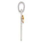 Sterling Silver Polished Cross with Gold-tone Ichthus Fish Pendant - Image 2