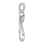 Sterling Silver Rhodium-plated Polished CZ Heart Cross Chain Slide Pendant - Image 2