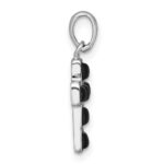 Sterling Silver Rhodium-plated Polished Onyx Latin Cross Pendant - Image 2