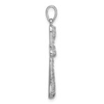 Sterling Silver Rhodium-plated Pave CZ Polished Cross Pendant - Image 2