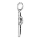 sterling Silver Rhodium-plated Black And White Crystal -X- Cross Pendant - Image 2
