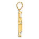 Sterling Silver Gold-tone Polished Tapered Baguette CZ Cross Pendant - Image 2