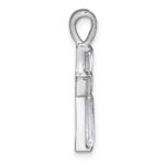 Sterling Silver Rhodium-plated Polished Baguette CZ Cross Pendant - Image 2