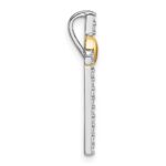 Sterling Silver Rhodium-plated with Gold-plated Heart Polished CZ Cross Chain Slide Pendant - Image 2