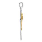 Sterling Silver Rhodium-plated Gold-tone Crucifix with Raised Arms Pendant - Image 2
