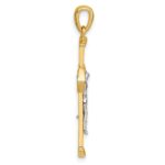 Sterling Silver Gold-tone and Rhodium-plated Polished Crucifix Cross Pendant - Image 2