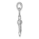 Sterling Silver Rhodium-plated Polished Reversible Aries Ram in Circle Zodiac Pendant - Image 2