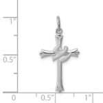 Sterling Silver Platinum-plated Holy Spirit Cross with Dove Charm - Image 3