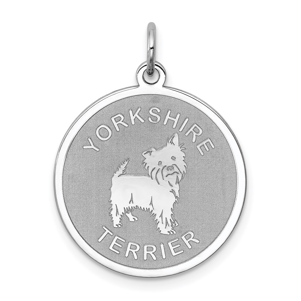 QC2714.jpg Sterling Silver Rhodium-plated Yorkshire Terrier Disc Charm - Image 1