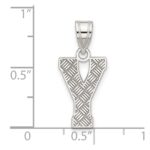Sterling Silver Rhodium-plated Letter Y Initial Pendant - Image 4