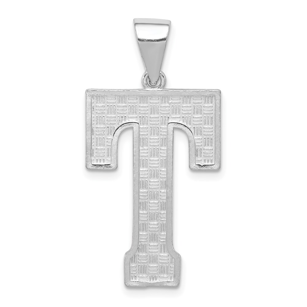 QC2766T.jpg Sterling Silver Rhodium-plated Letter T Initial Pendant - Image 1